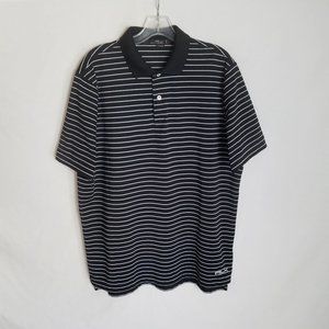 RLX Ralph Lauren Black Striped Polo Golf Shirt Men's Size Large